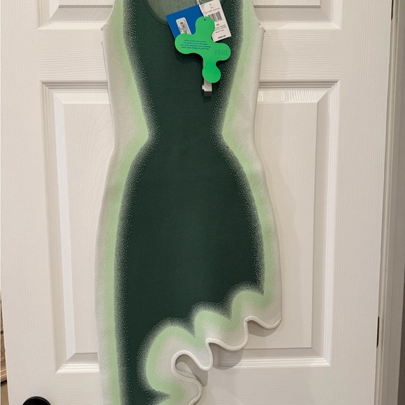 NWT PH5 Asymmetrical Green and White Aster Dress in Olive Garden XS - Picture 7 of 10